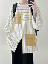 Men's Casual Striped 3/4 Length Sleeve Shirt SKUL27280