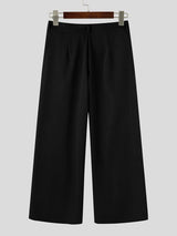Men's Vintage Dandy Art Exhibition Double-Breasted Button High-Waist Wide-Leg Pant SKUL86024