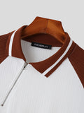Mens Contrast Patchwork Zip Design Golf Shirt SKUK18230
