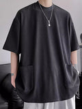 Mens Solid Pocket Design Knit Casual T-Shirt SKUK48223