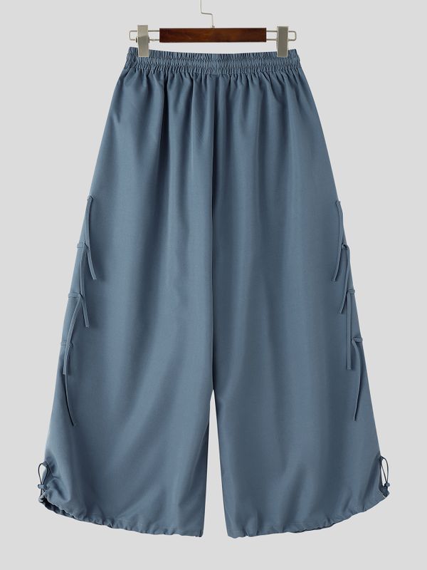 Men's Vintage Harajuku Multi-Tie Straps Deconstructed Pleated Balloon Wide Leg Pant SKUL70365