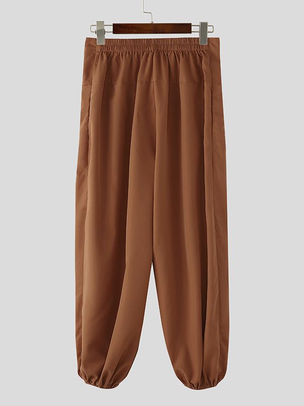 Men's Solid Color Pleated High Waist Loose Fit Pant SKUL50076