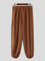 Men's Solid Color Pleated High Waist Loose Fit Pant SKUL50076