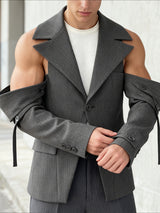 Men's Deconstructed Hollow Long Sleeve Blazer SKUL42553