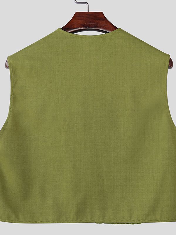 Men's Tassel Patchwork Cropped Waistcoat SKUL47917