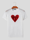 Mens Heart Patchwork Hollow Out T-Shirt SKUK48101