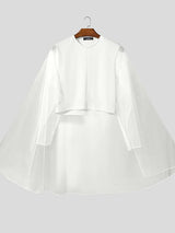 Men's Sheer Mesh Patchwork Cropped Two Pieces Outfit SKUL36344