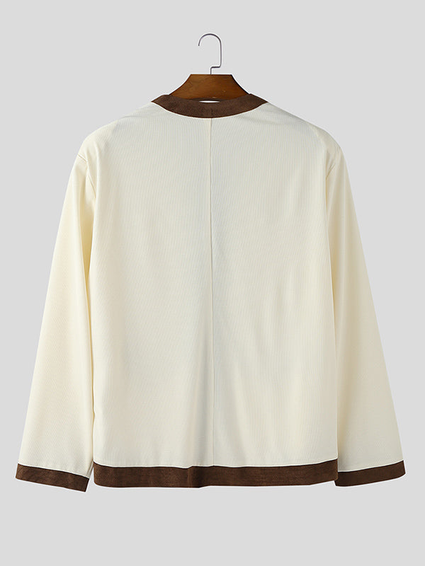 Men's Contrast Edge Casual Long Sleeve Jacket SKUL26067