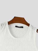 Men's Sexy Clubwear Sheer Animal Jacquard Bound Trim Muscle Fit Sleeveless Round Neck Tank SKUL81886