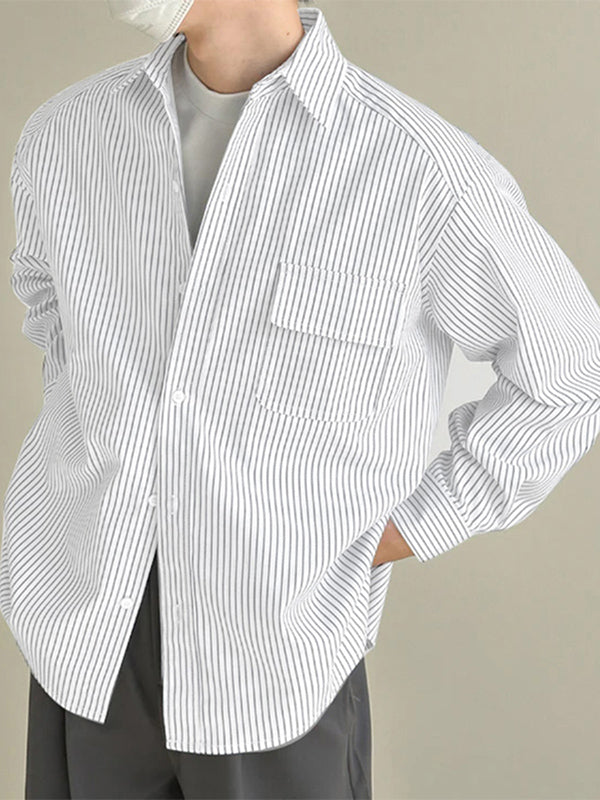 Mens Minimalist Striped Long Sleeve Shirt SKUK98792