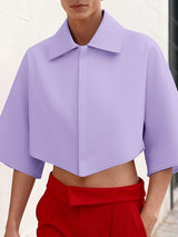 Men's Solid Color Wide Cuff Cropped Casual Shirt SKUL45372