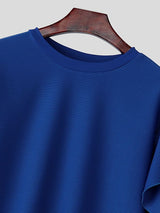 Men's Textured Ruffle Layered Crew Neck Long Sleeve T-shirt SKUL46331