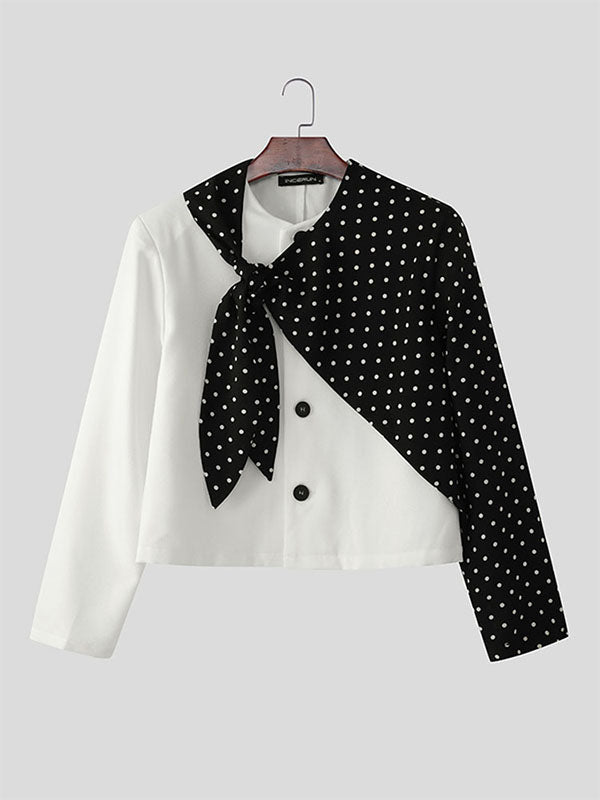 Men's Polka Dot Print Long Sleeve Blazer SKUL25786