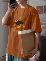 Men's Dog Print Short Sleeve T-Shirt SKUL38868