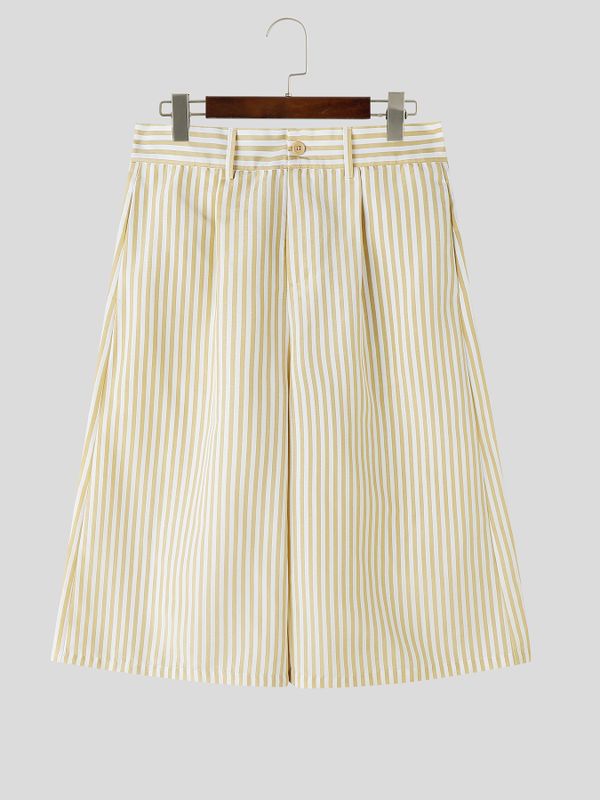 Men's Japanese Vintage Vertical Stripe High Waist Wide Leg Pant SKUL68470
