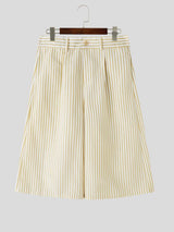Men's Japanese Vintage Vertical Stripe High Waist Wide Leg Pant SKUL68470