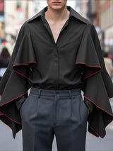 Men's Color Block Ruffle Patchwork Long Sleeve Shirt SKUL42662