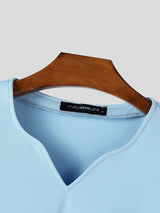 Men's Solid Color Split 3/4 Length Sleeve T-Shirt SKUL39756