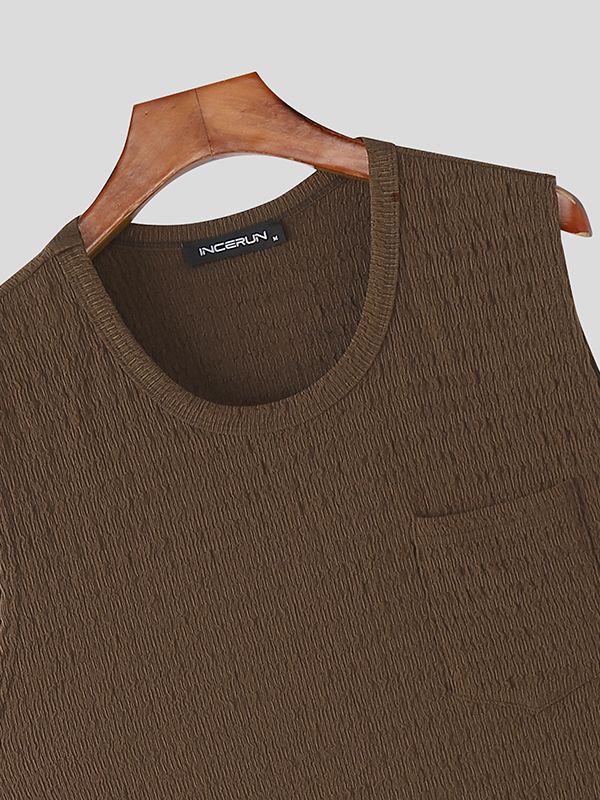 Men's Solid Color Casual Pocket Tank SKUL51254