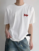 Mens Heart Letter Print Short Sleeve T-Shirt SKUL15082