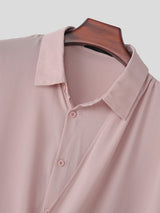 Men's Avant-Garde Semi-Sheer Asymmetrical Draped Chiffon Shirt SKUL79227