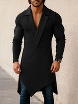 Men's Long Hem Loose Draped Neck Long Sleeve T-shirt SKUL45290