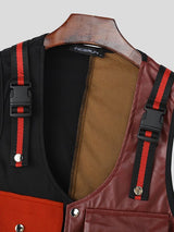 Men's Deconstructed Color Block Patchwork Waistcoat SKUL40298