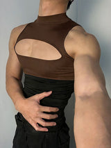 Men's Chest Cut Design Contrast Color Tank SKUL51922