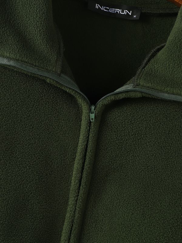 Men's Solid Color Fleece Long Sleeve Jacket SKUL39013