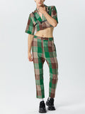 Mens Plaid Casual Blazer Two Pieces Outfits SKUK25724