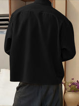 Men's Solid Color Pocket Long Sleeve Shirt SKUL43860