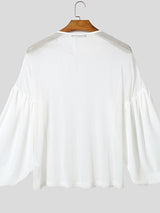 Men's Sheer Mesh Patchwork Split Cuff T-shirt SKUL51864