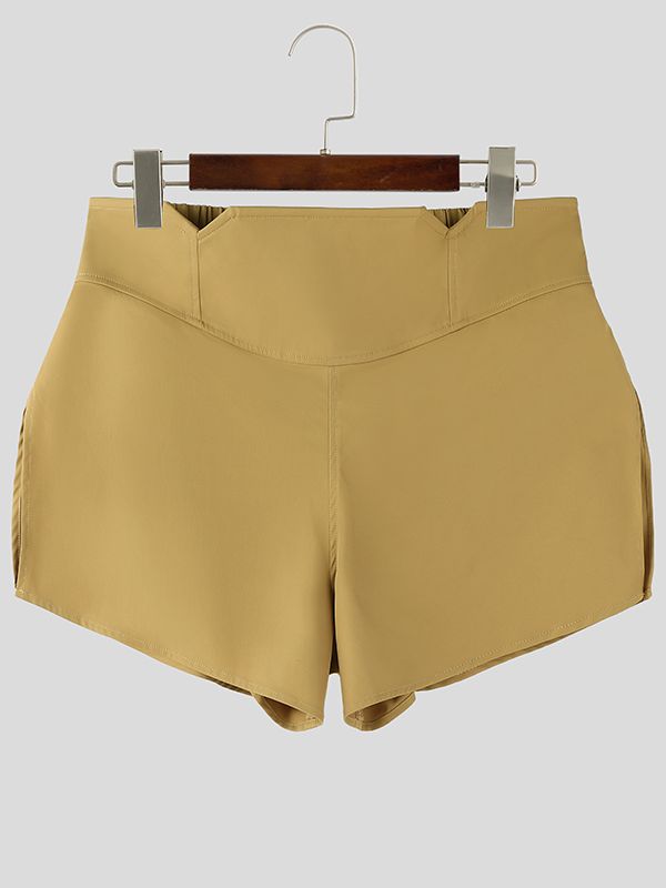 Men's Solid Color Loose High Waist Slit Short SKUL51927