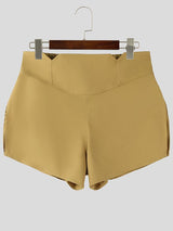 Men's Solid Color Loose High Waist Slit Short SKUL51927