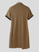 Men's Knit Hollow Out Irregular Short Sleeve Cardigan SKUL25767