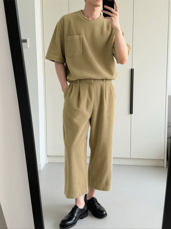 Men's Corduroy Casual Two Pieces Outfit SKUL23532