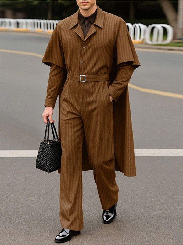 Men's Cape Patchwork Striped Two Pieces Outfit SKUL31937
