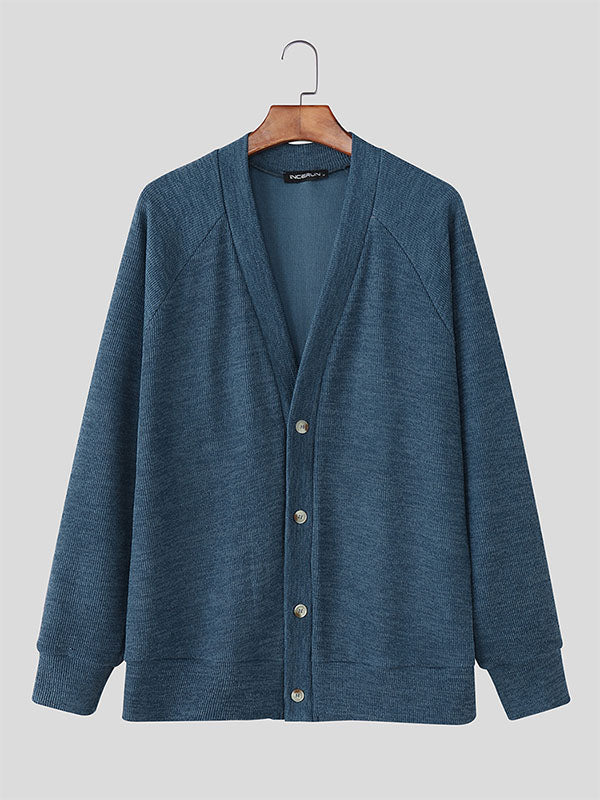 Men's Knit V-Neck Long Sleeve Cardigan SKUL27333