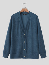 Men's Knit V-Neck Long Sleeve Cardigan SKUL27333