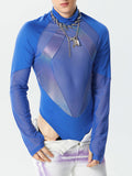Mens Glitter Polka Dot Mesh Patchwork Bodysuit SKUK41148