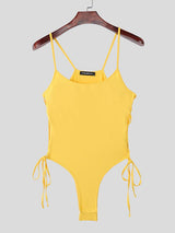 Men's Solid Color Lace Up Bodysuit SKUL45412