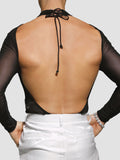 Mens Mesh Backless Lace-Up Bodysuit SKUK31949
