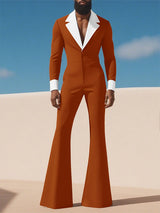 Men's Colorblock Flared Long Sleeve Jumpsuit SKUL23886