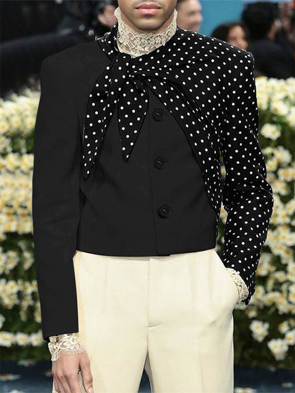 Men's Polka Dot Print Long Sleeve Blazer SKUL25786