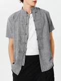 Men's Retro Button Causal Short Sleeve Shirts SKUB42955
