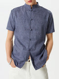 Men's Retro Button Causal Short Sleeve Shirts SKUB42955