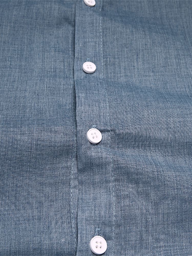 Mens Casual Short Sleeve Button Linen Shirts SKUC21809