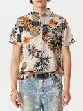 Chemises de plage à manches courtes à imprimé floral pour hommes SKUD96497
