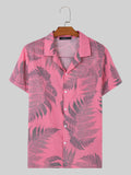 Men's Leaf Print Short Sleeve Shirts SKUF06169
