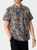 Mens Floral Cotton Linen Shirts SKUF47184